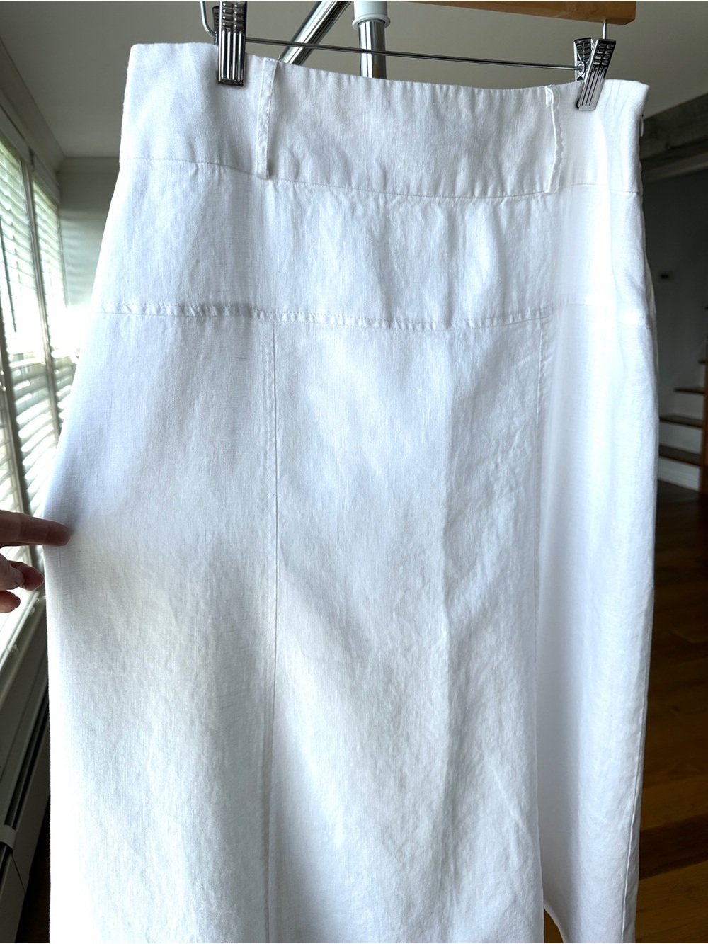 For Cynthia White A-Line Skirt, Midi Length in 💯 Linen